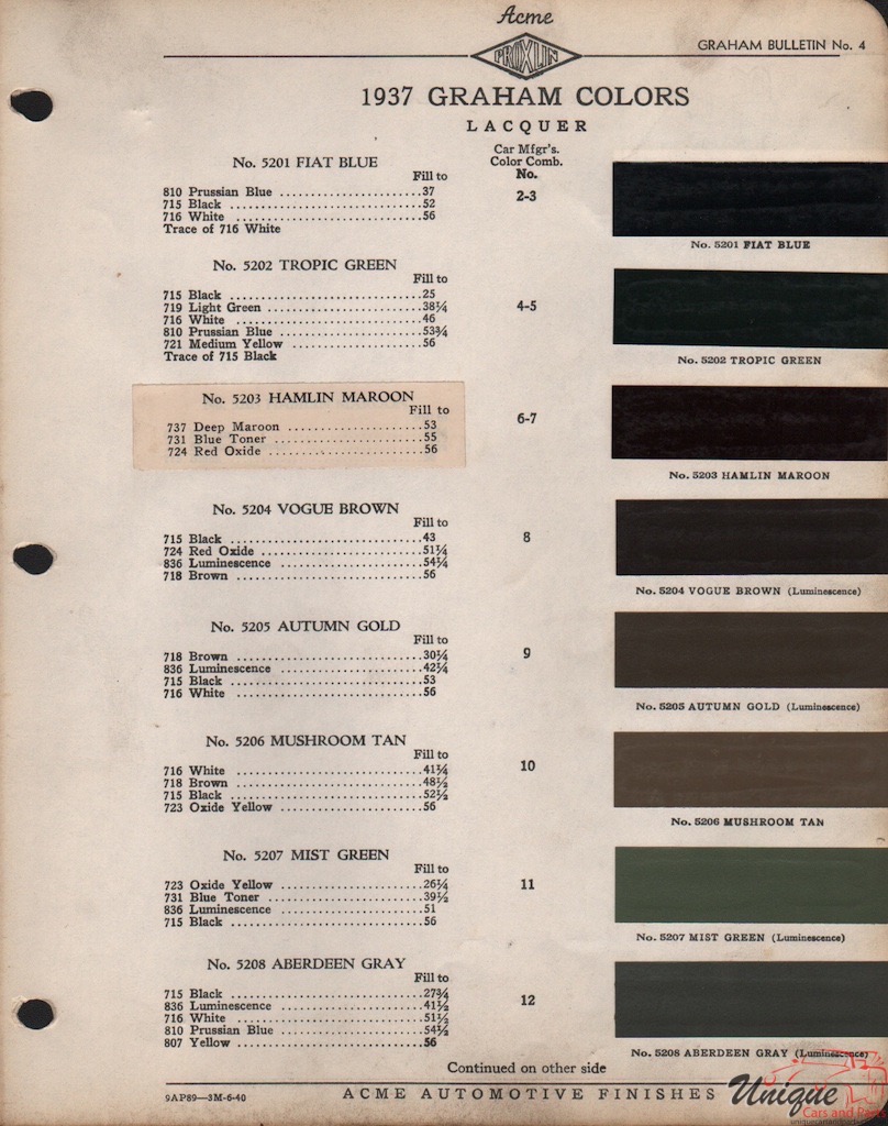 1937 Graham Paint Charts Acme 3